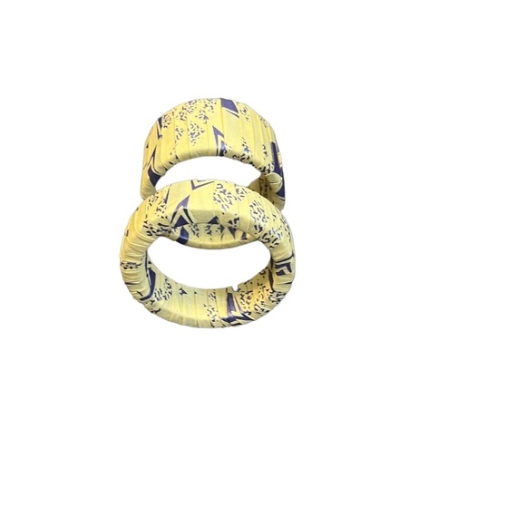 African Ankara Print Bangles Yellow Bracelet Set - Picture 8 of 11